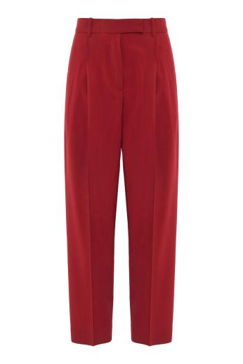 Daria single-pleat wool pants in carmine