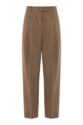 Daria single-pleat wool pants in desert brown