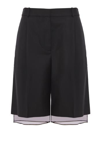 Organza-lined tailored shorts in black