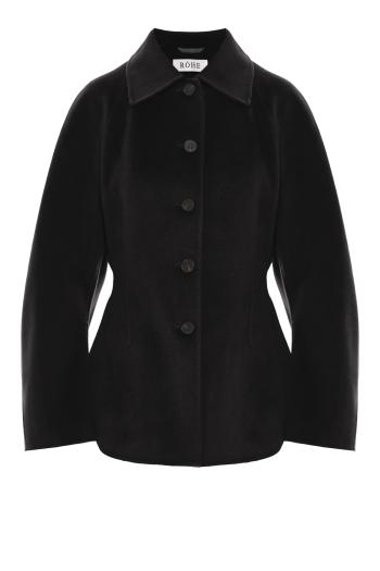 Double-faced wool and cashmere sculptural jacket in black