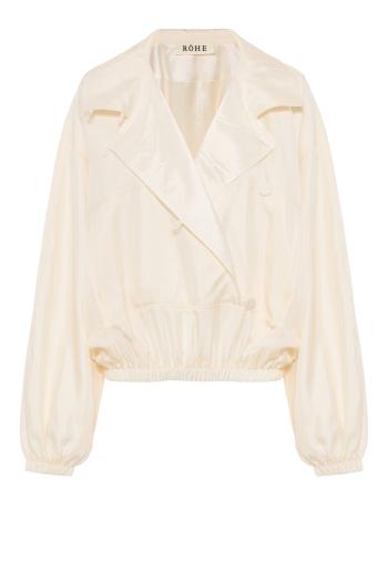 Silk blouson anorak in cream
