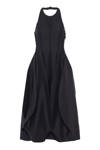 Open-back tulip wool-blend midi dress in night