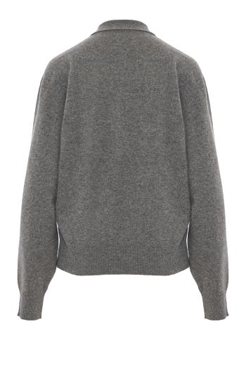 Wool and cashmere argyle polo jumper in grey