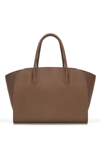 Marlo 12 grained-leather tote in dark olive