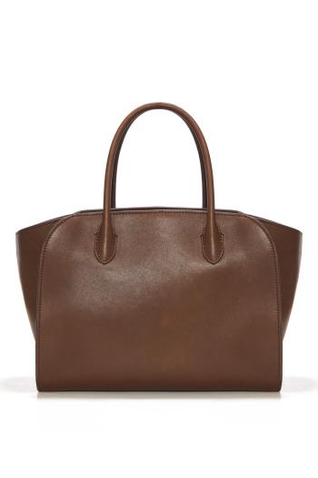 Marlo 12 polished-leather tote in deep brown