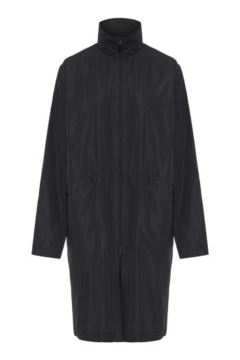 Technical hooded coat in black