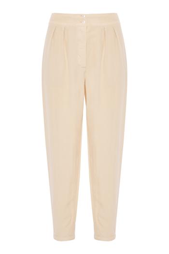 Silk pleated trousers in ivory