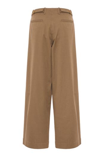 Cotton and cashmere pants in dark sand