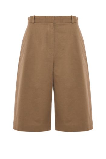 Cotton and cashmere shorts in dark sand