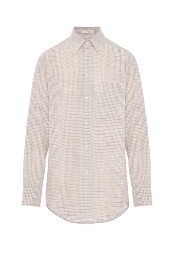 Button-up shirt in checked cotton  in white
