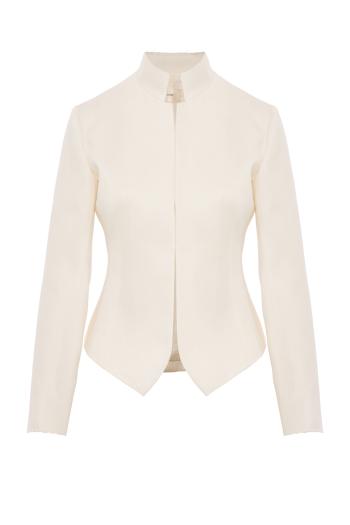 Tailored jacket in linen satin with fitted silhouette in ivory