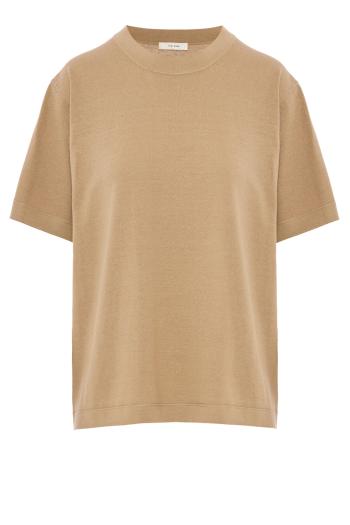 Cotton and silk top in taupe