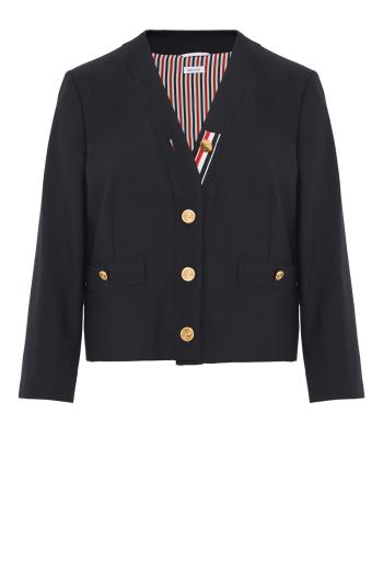 Hopsack suiting cardigan jacket in navy