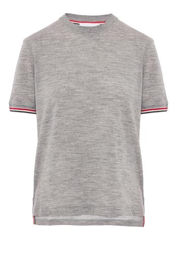 Fine wool tipping T-shirt in light grey