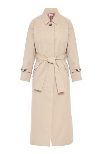 Waterproof cotton-twill trench coat in khaki