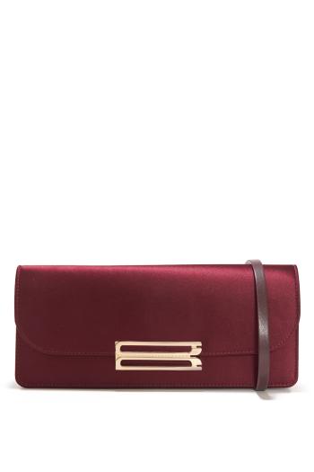 Dorian East-West satin clutch in burgundy