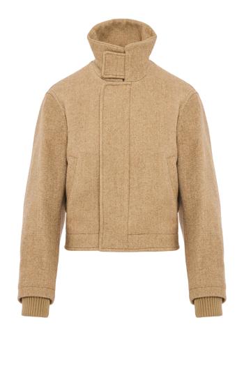 Wool-blend bomber jacket in camel