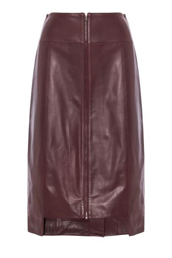 Leather A-line skirt in acai