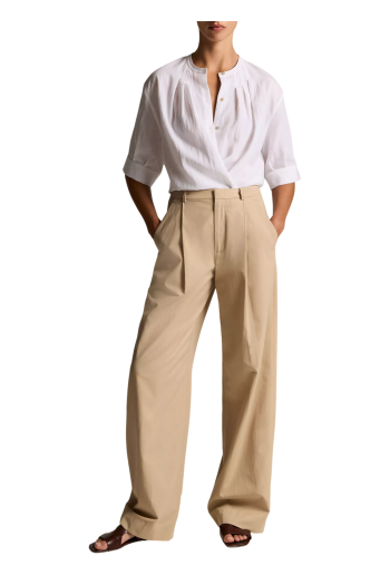 Gathered crepe shirt in optic white