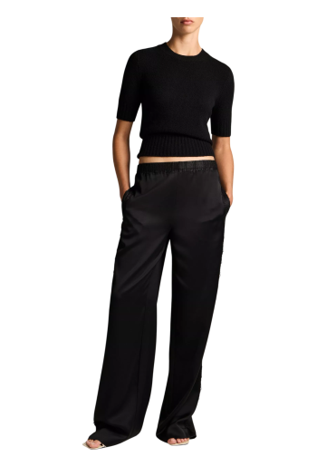 Wool-cashmere ribbed sweater in black