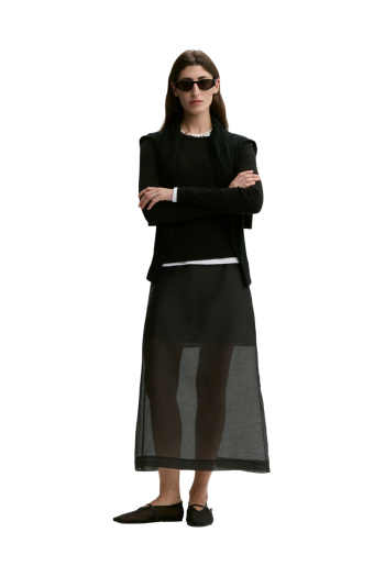 Esta silk organza skirt in black