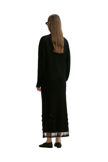 Estilla embellished crepe maxi skirt in black