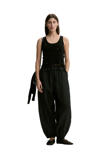 Hysa embellished crepe top in black