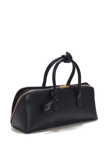 Delta leather small top handle bag in black