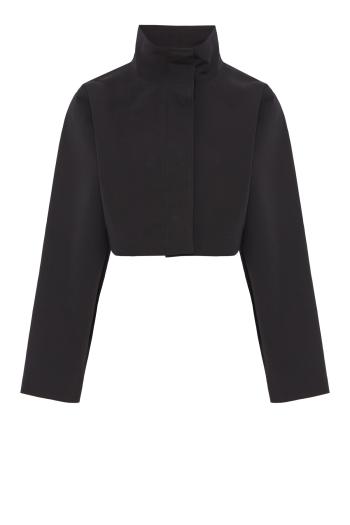 Cropped cotton and silk jacket in black