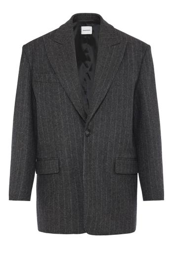Teresa wool-blend pinstripe maxi blazer in grey