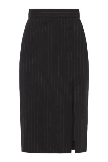 Melania cotton and wool blend pinstripe pencil skirt in black and white