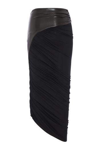Ursula ruched viscose maxi skirt in black