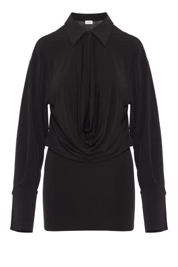 Lilia deep-V mini dress in black