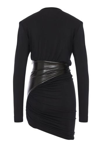 Ursula ruched viscose mini dress in black