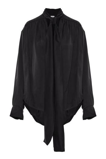 Mathilda scarf-neck satin blouse in black