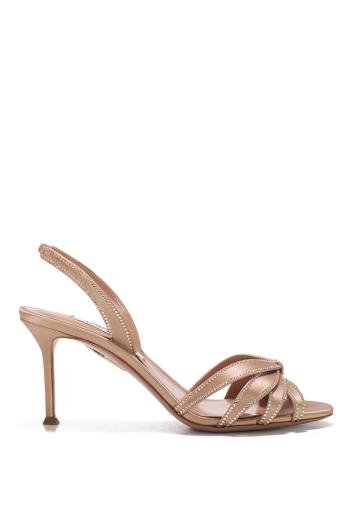 Soulmate Crystal 75 satin sandals in warm nude
