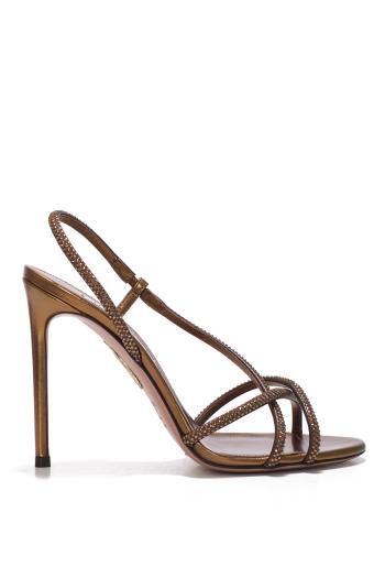 Horizon Crystal 105 metallic leather and suede sandals in dark bronze