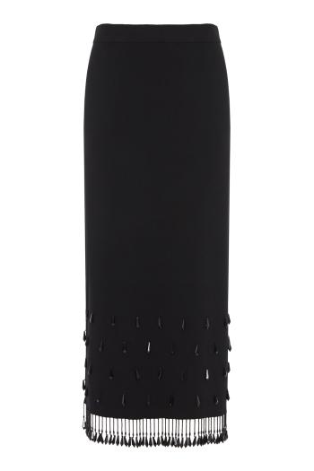 Estilla embellished crepe maxi skirt in black