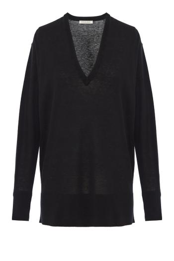 Derya wool and silk sweater in black