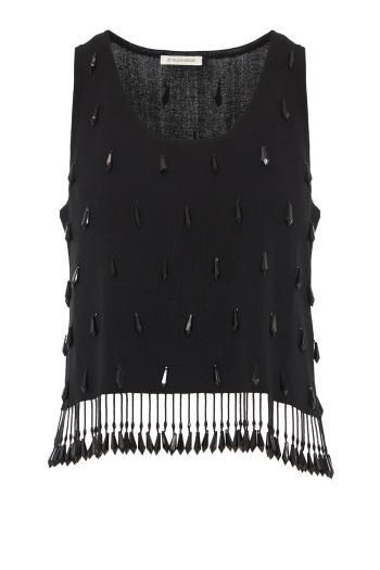 Hysa embellished crepe top in black