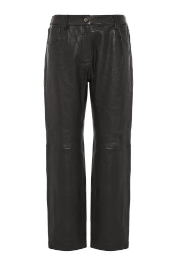 Leather straight-leg pants in black