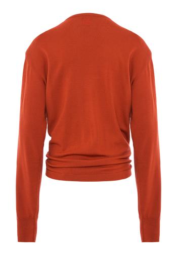 Knotted wool sweater in burnt orange