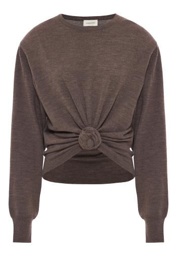 Knotted wool sweater in brown