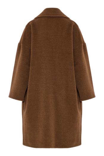 Llama and wool oversized coat in bronzo