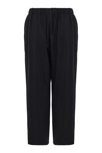 Wool flannel carrot pants in black