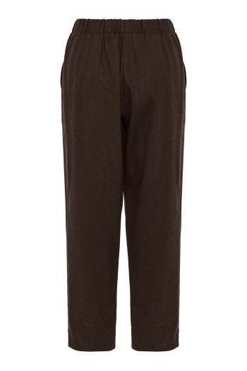 Wool flannel carrot pants in brown