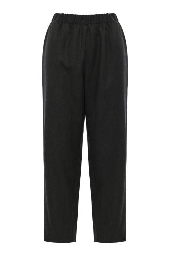 Wool flannel carrot pants in moss