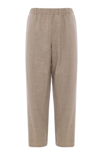 Wool flannel carrot pants in oatmeal