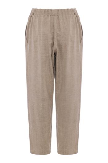 Wool flannel carrot pants in oatmeal