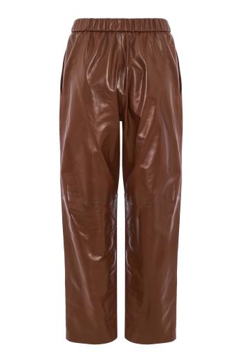 Leather carrot pants in coloniale
